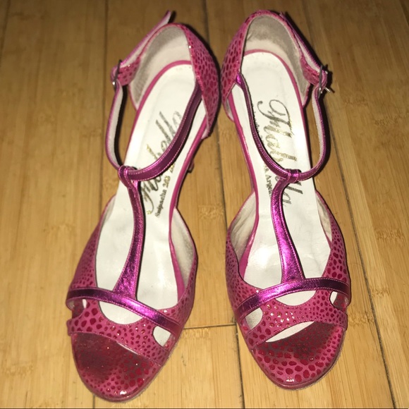 Flabella Fuchsia Snake Argentina Tango Dance Heels - Picture 3 of 15